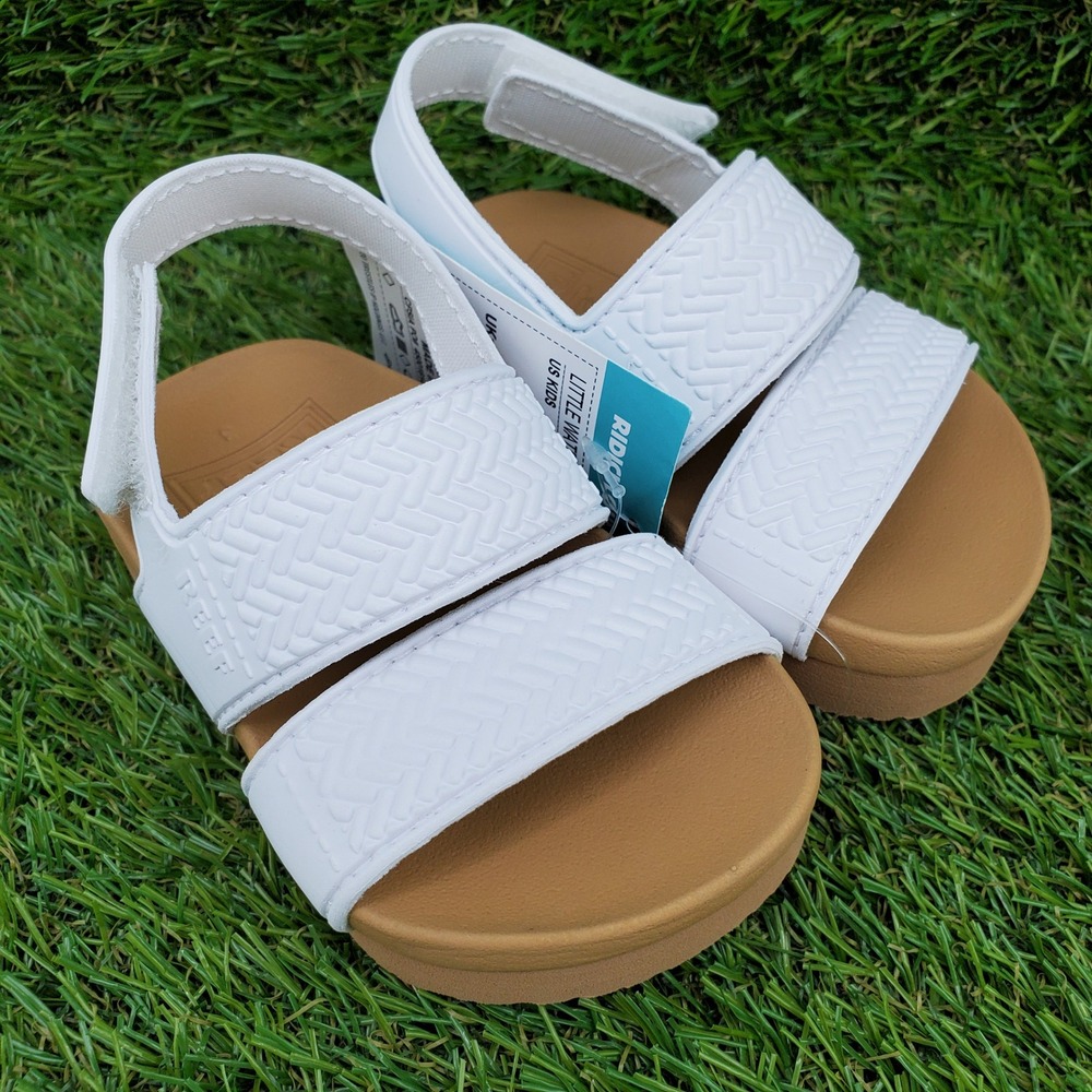 REEF Little Water Vista SIZE 3 Girls Water Friendly Slingback Sandals White Tan